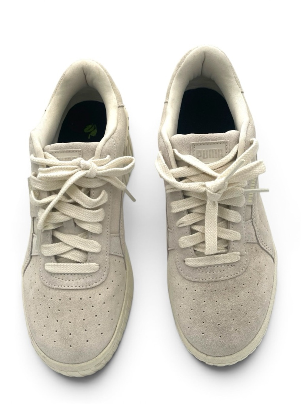Puma Carina Platform Beige Suede Sneakers Women’s 10 Minimalist Casual - Picture 5 of 11